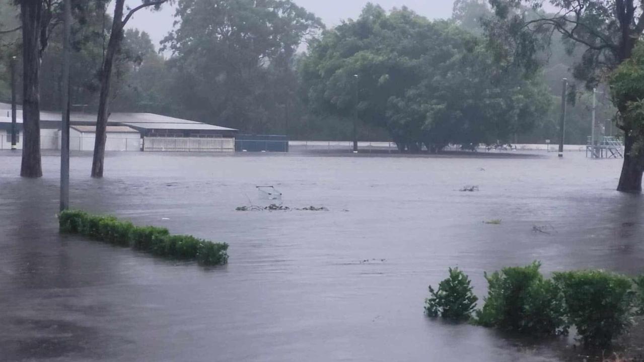 Flooding at Capalaba Greyhound Racing Club on Sunday morning.