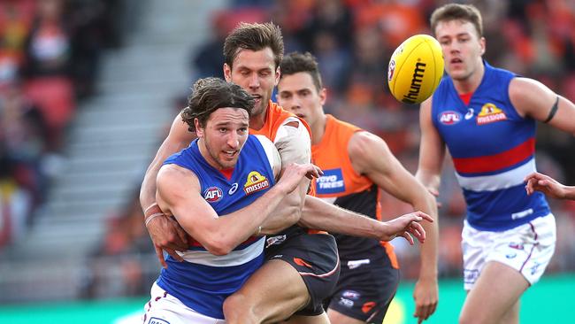 Marcus Bontempelli is leading the Doggies towards September. Picture: Phil Hillyard.