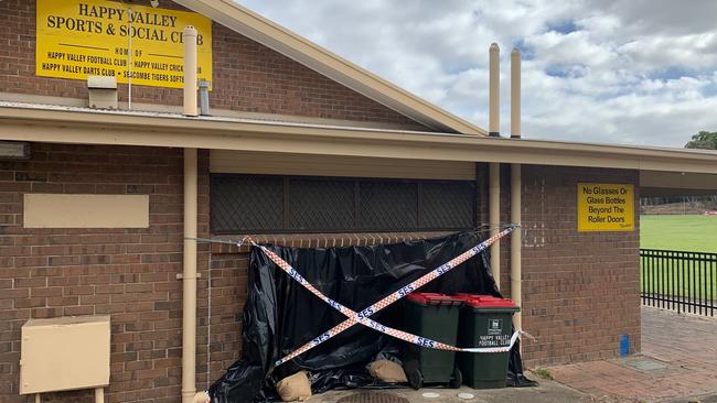 A P-plater has been reported after crashing into the wall of the Happy Valley Sports and Social Club. Picture: Tait Schmaal