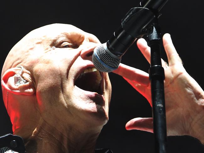 Singer Peter Garrett performs during a Midnight Oil Concert at The Domain in Sydney, Saturday, November 11, 2017. (AAP Image/Paul Braven) NO ARCHIVING, EDITORIAL USE ONLY