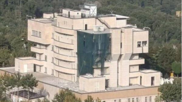 An unverified image of the Tehran building where Hamas political chairman Ismail Haniyeh was killed on July 31. The damaged part of the building is said to be shown as shrouded. Picture: social media