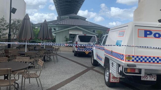 Police vehicles outside Mr Percival's at Howard Smith Wharves. Picture: Elise Williams