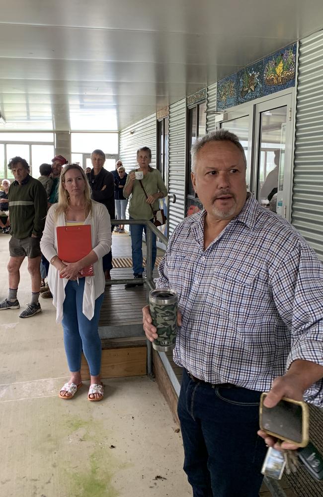 Mirani MP Stephen Andrew speaks to a gathering at Eungella Hall on October 4, 2022. Picture: Duncan Evans