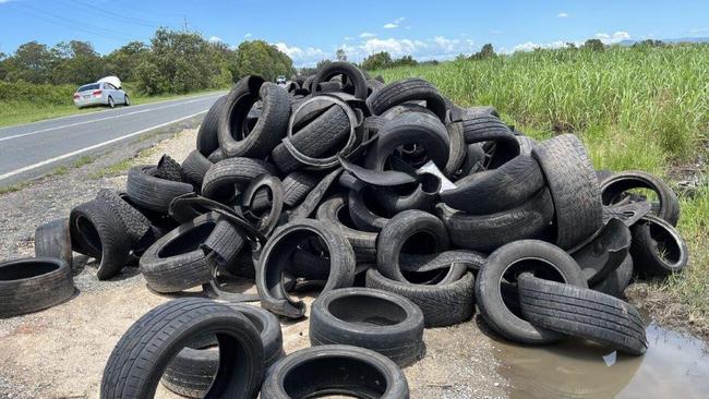 tyres were dumped on the side of Staplyton Jacobs Well Road, Norwell. Picture: City of Gold Coast.