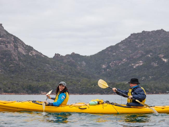 Cast members during filming for Adventure All Stars at Coles Bay. Picture: Supplied.