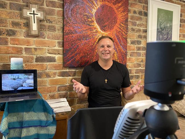 Rev. Phil Dokmanovic during one of the live streamed sessions of Brunswick Valley Uniting Church.