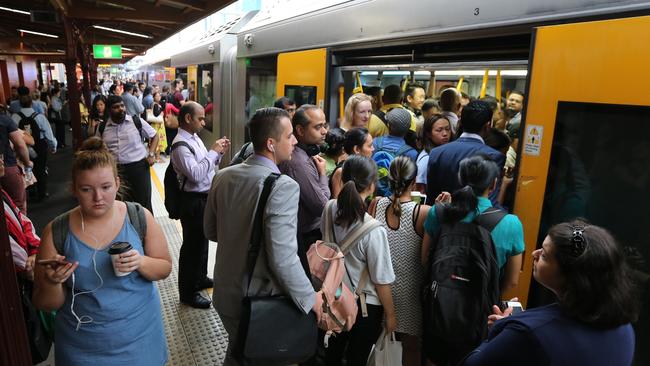 Commuters say some trains were too busy to board. Picture: John Grainger