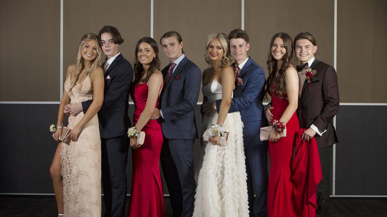 Cabra Dominican College senior students celebrate their school formal at Adelaide Oval on Friday, March 12, 2021. Picture: Emma Brasier