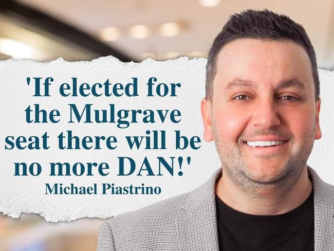 Liberal Party candidate Michael Piastrino’s election poster.