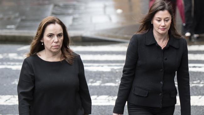 Former Super Retail executives Rebecca Farrell (L) and Amelia Berczelly (R) pictured walking to Federal Court in Sydney last year. Picture: Monique Harmer