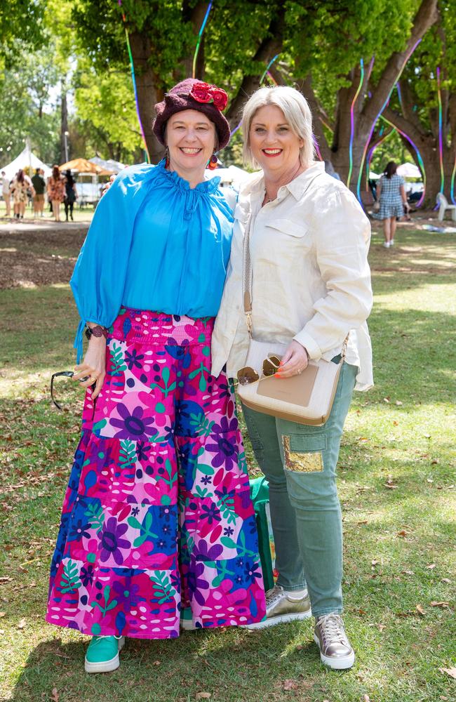 Paula McDonald (left) and Anita Schriek. Toowoomba Carnival of Flowers Festival of Food and Wine. Saturday September 14th, 2024. Picture: Bev Lacey