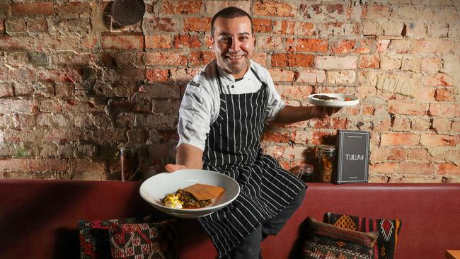 Tulum chef/owner Coskun Uysal with some of his modern meze Turkish dishes. Where did the Balaclava restaurant feature on the list? Picture: Alex Coppel