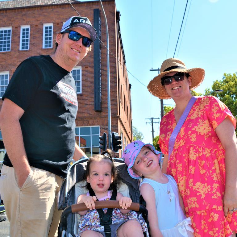 At the 2023 Grand Central Floral Parade are (from left) Brendon, Lily, Ava and Tamara Verrall. Picture: Rhylea Millar