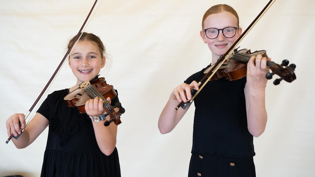 Congratulations Piper Cracknell and Alice Francis, who won first place in the string duet (10 years and under) at the Gympie Eisteddfod. August 1, 2023. Picture: Christine Schindler