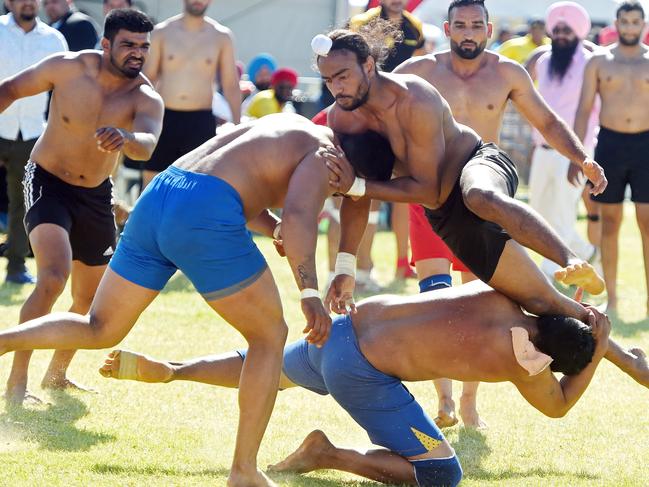 15/04/17 - Harjinder Khanpur from Indoz Kabaddi in Queensland competing in kabaddi at the Australian National Sikh Games in Adelaide. Picture: Tom Huntley