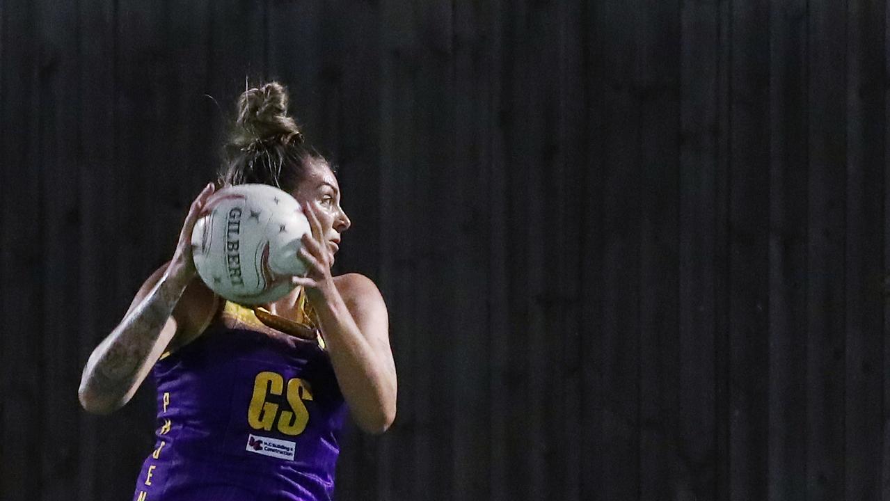 Fierce's Cayla George in the Cairns Netball Association Senior Division 1 match between the Phoenix Fierce and the Cairns Saints. PICTURE: BRENDAN RADKE