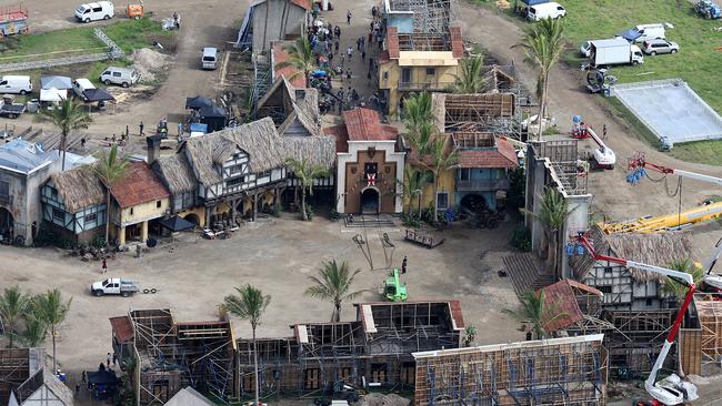 The sprawling Pirates of the Caribbean: Dead Men Tell No Tales set at Maudsland on the Gold Coast. Picture: Glenn Hampson.