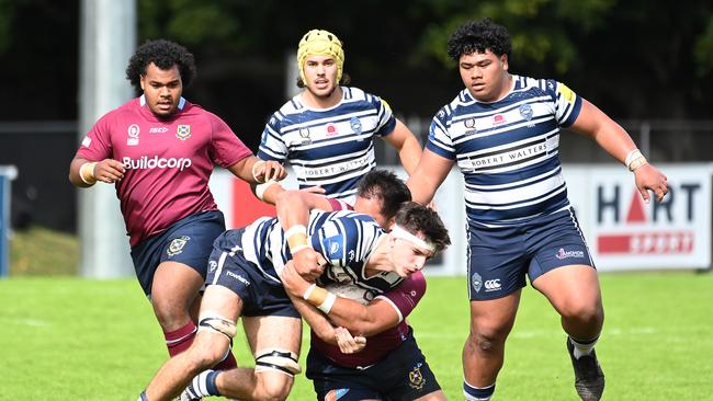 Moe Koroi (left). Premier rugby grade Colts between Brothers and GPS. Saturday July 6, 2024. Picture, John Gass