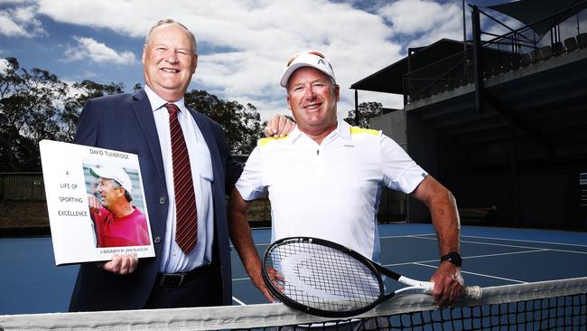 Tasmanian tennis player and coach David Tunbridge has been awarded life membership at the Domain Tennis and had a book written about him by friend and author John Blacklow. Picture: ZAK SIMMONDS