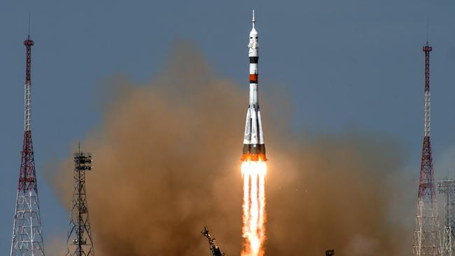 The Soyuz MS-16 spacecraft takes off in 2020. Picture: AFP