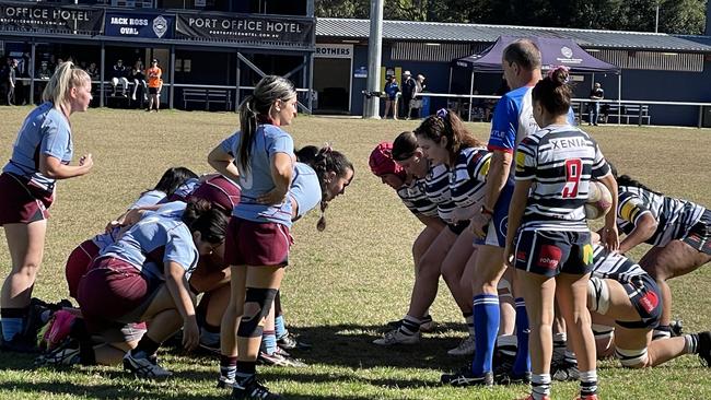 Scrum time during the Norths v Brothers clash.