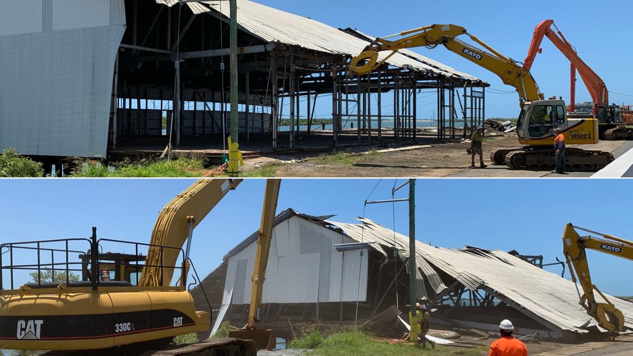 BEFORE AND AFTER: Demolition of the final building along 6 River Street, Mackay took place on Tuesday, February 2. Picture: Rae Wilson