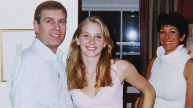 Prince Andrew, Virginia Giuffre, and Ghislaine Maxwell in a photo said to have been taken about 2001. Picture: AFP