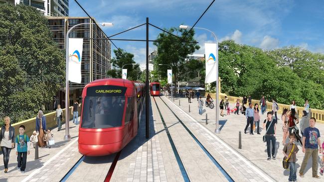 An artist impression of Parramatta Light Rail Stage 1.