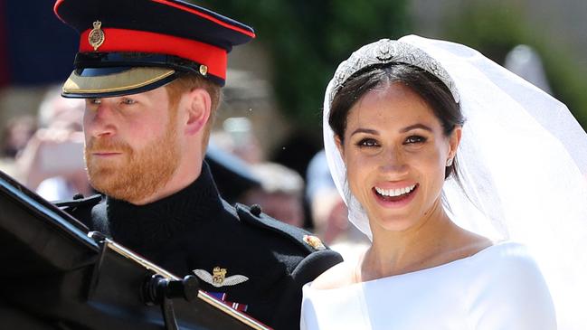 Prince Harry and Meghan on their wedding day. Picture: Gareth Fuller/AFP