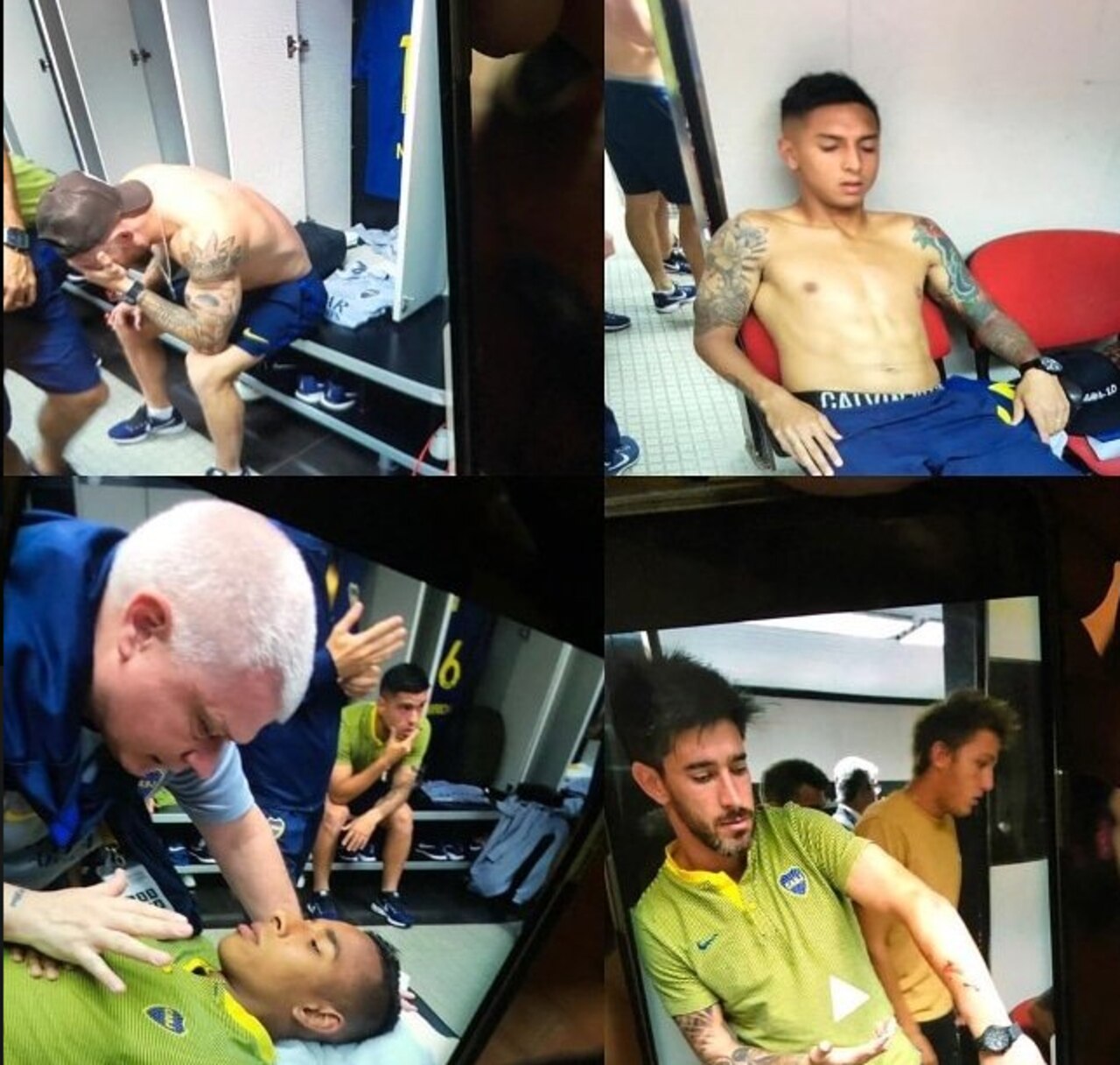 The state of Boca players in the dressing rooms (Photo: Mootaz Chehade/Twitter)