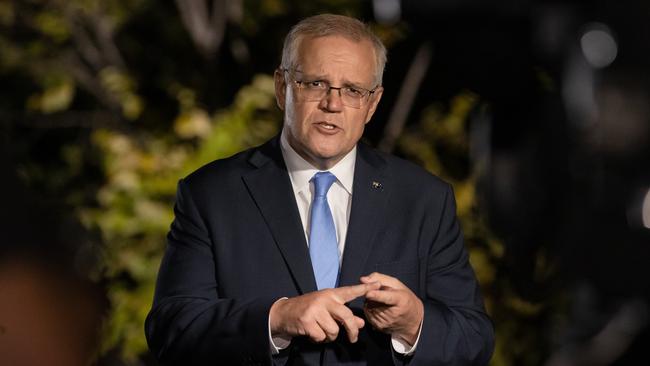 Prime Minister Scott Morrison in Nowra on Sunday evening. Picture: Jason Edwards