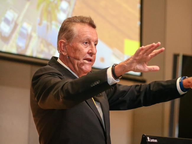 Head Auctioneer Andrew Bell as Ray White Surfers Paradise Group holds its annual  mega auciton event with up to 3000 hopefuls attend over the day.Picture: Glenn Campbell