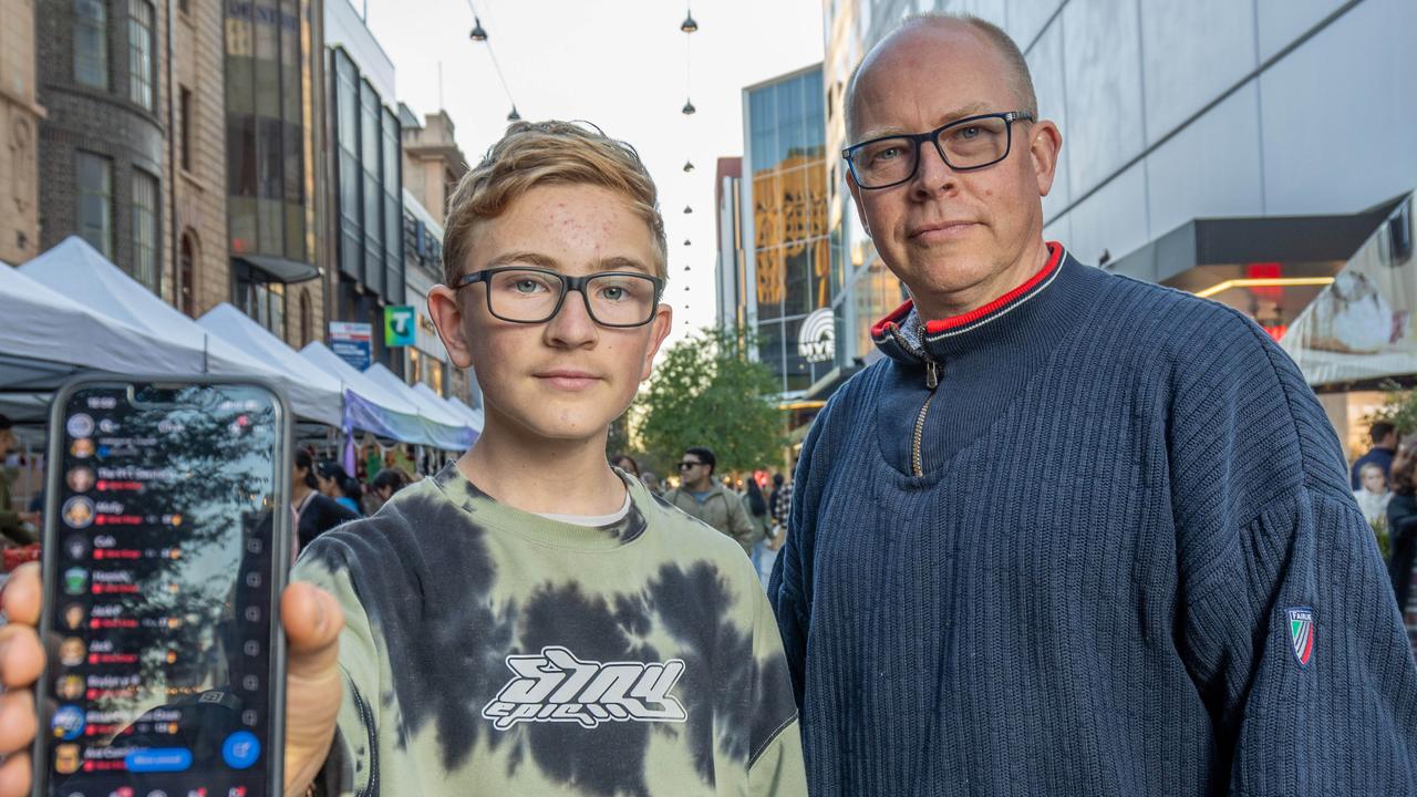 Teenager Max has said he has been the victim of cyber-bullying. His father Nick Ljungberg supports a ban on social media for children under 14. Picture: Ben Clark