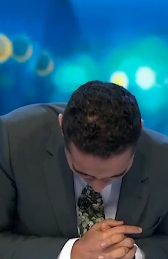 Waleed Aly couldn't hide his shocked reaction after Margolyes' line of questioning. Picture from Twitter.