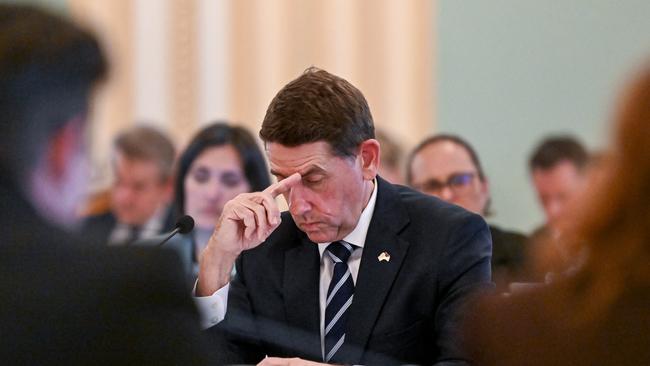 Queensland Deputy Premier and Treasurer Cameron Dick faces questions during an Estimates Committee hearing at Parliament House. Picture: Dan Peled / NewsWire