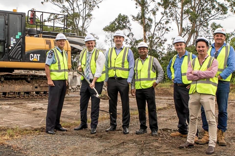 Police superintendent Michael Brady and Police Minister Mark Ryan with Badge's Andrew Lanskey, Mahesh Ghodke, Geoff Evans, Ed Whiting and Scott Richardson. Picture: Yvonne Packbier