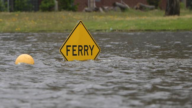 Flood waters near the ferry at Morgan. Picture: Brenton Edwards