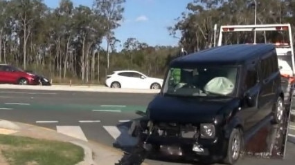 The car allegedly stolen by four youths involved in a crash at Coomera. A 12-year-old girl homeless on the Gold Coast, under the watch of Child Safety, was with the youths. Photo: My GC.