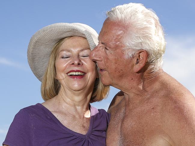 Bondi baby boomers Maria-Anna and Costas Phitidis pictured at North Bondi not self isolating. Picture: Dylan Robinson