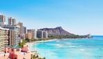 travel destination Waikiki Beach and Diamond Head resorts in Oahu, Hawaii, USA