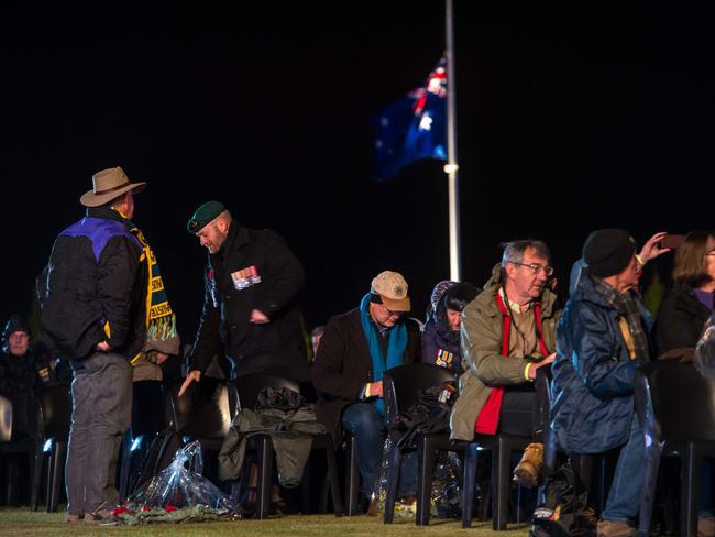 Anzac Day ceremony at the military cemetery of the Australian National Memorial in Villers-Bretonneux, northern France. Picture: AFP