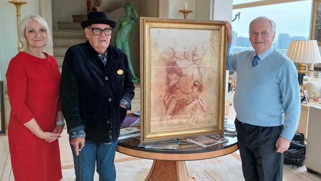 ‘I wanted a first-class forger’ … Jeffrey Archer at his London penthouse with the recreated Rembrandt and his collaborators Billy Mumford, a reformed art forger, and Michelle Roycroft, former senior member of the Arts & Antiquities unit at Scotland Yard.