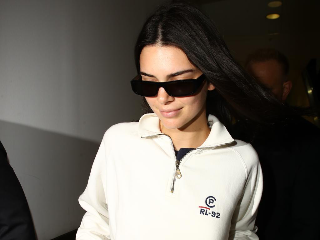 Kendall Jenner pictured on arrival into Sydney. Picture: Matrix Media Group.