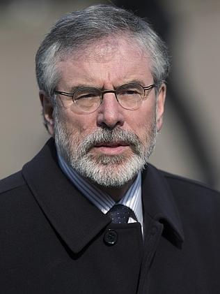 Under arrest ... Sinn Fein leader Gerry Adams.