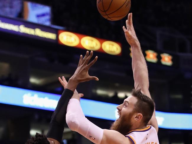 Boomers big man Aron Baynes will look to take his career to another level when he joins the 2019 NBA champions the Toronto Raptors. Picture: Christian Petersen/Getty Images.