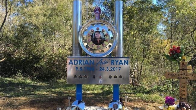 The roadside memorial for Goulburn man Adrian 'Ado' Ryan, who passed away in a fatal head-on collision on Picton Rd in 2017.