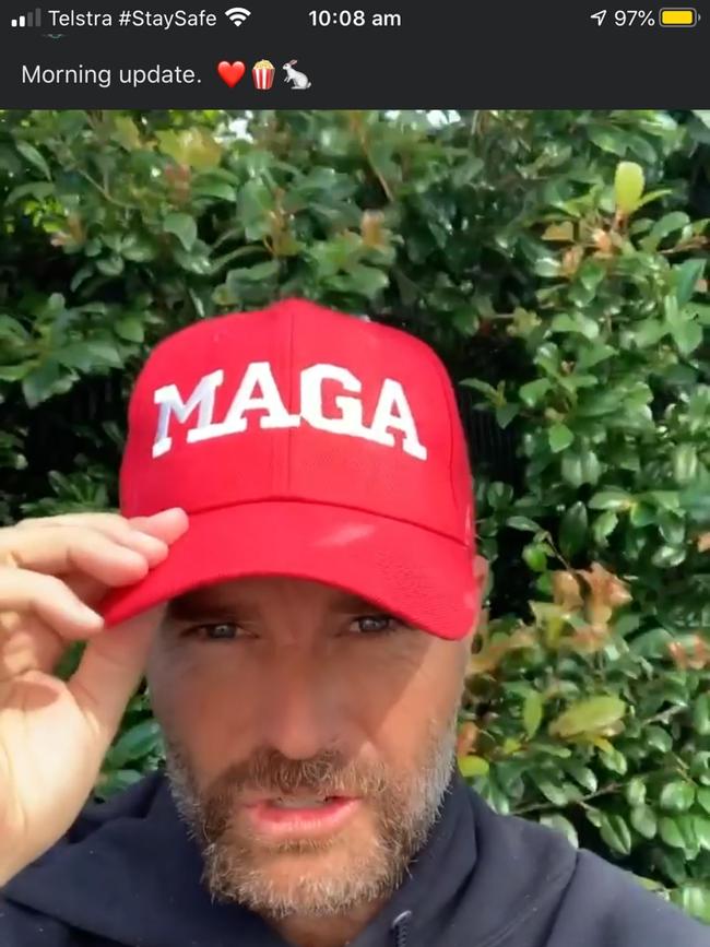 Evans proudly wearing his own MAGA.