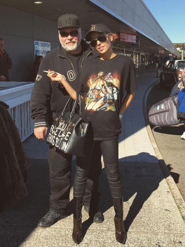 Imogen Anthony with boyfriend Kyle Sandilands, “En route to the City of Angels.” Picture: Instagram