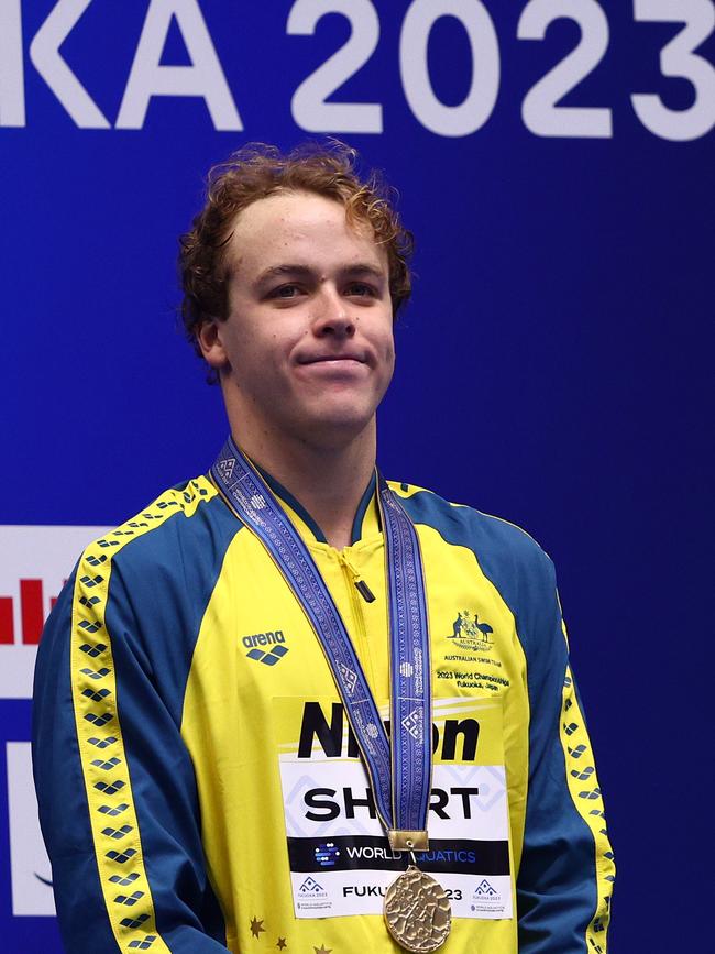 With his gold medal in Japan last year. Picture: Clive Rose/Getty Images