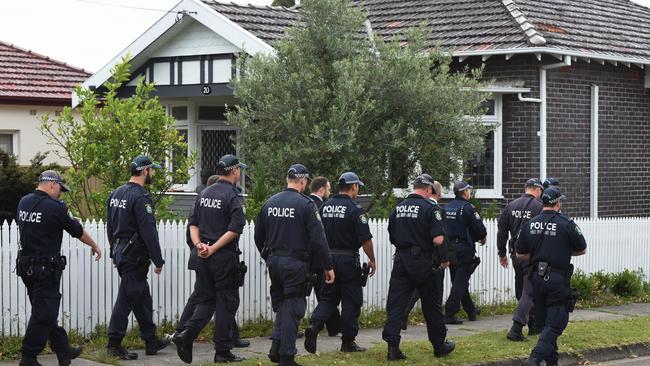 Police from the NSW Public Order and Riot squad at the scene of Barbaro’s murder/